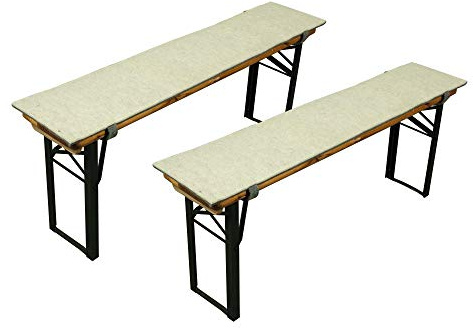 Sensalux Bierbankauflagen Filz Grau-Beige 120x25 cm, 2er Set Klett