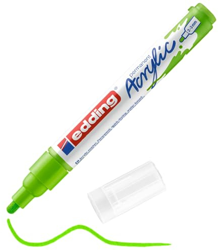 edding 5100 Acrylmarker medium - gelb-grün - 1 Acrylstift wasserfest - mittlere Rundspitze 2-3 mm - Acryl Farben zum Malen auf Leinwand, Malpapier und Holz - Acrylstifte für Steine