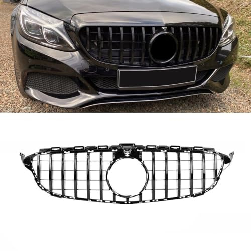 Kühlergrill Grill Schwarz Glanz mit Kamera kompatibel für Mercedes C-Klasse W205 S205 2014-2018 auf Sport-Panamericana GT DM Autoteile 2739