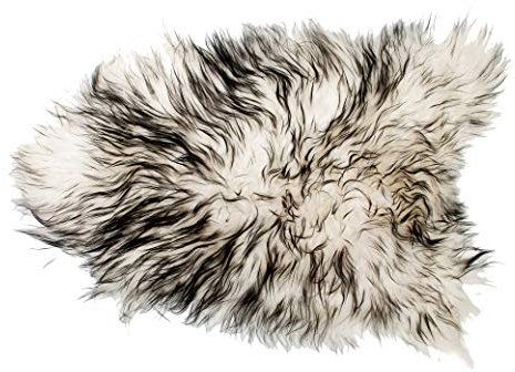 ESTRO | Echt ISLÄNDISCHER Schaffell Lammfell Teppich | Glänzend und luxuriös | Farbvielfalt ESI (Zebra, 120 cm)