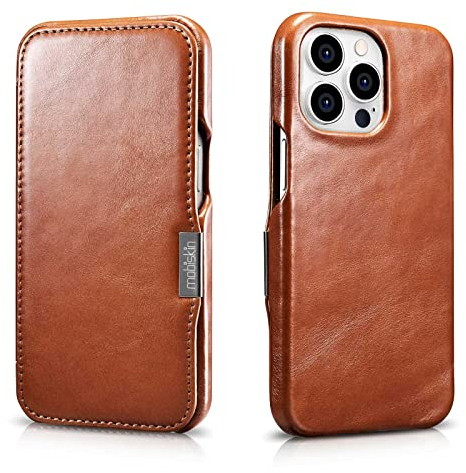 Mobiskin Hülle kompatibel mit Apple iPhone 13 PRO (6,1 Zoll), Handyhülle mit echtem Leder, Case, Schutzhülle, dünne Handy-Tasche, Slim Cover, Vintage Braun