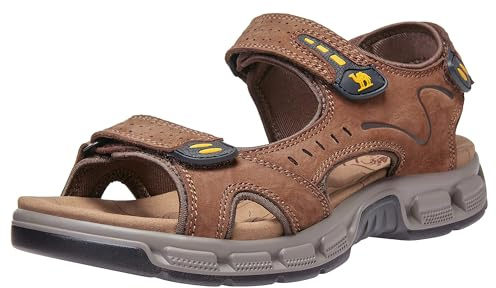 CAMEL CROWN Men's Leather Sandals for Hiking Walking Beach Treads Water Athletic Outdoor with Premium Air Cushion | Waterproof
