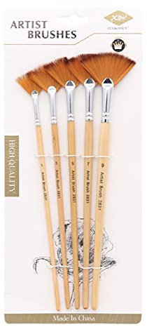 BAXIXINGYUNMU Nylon brush, 5Pc Fan-Shaped Paint Brushes Set Artist Fan Paintbrushes Anti-Shedding for Acrylic Painting Oil Watercolor Canvas Boards