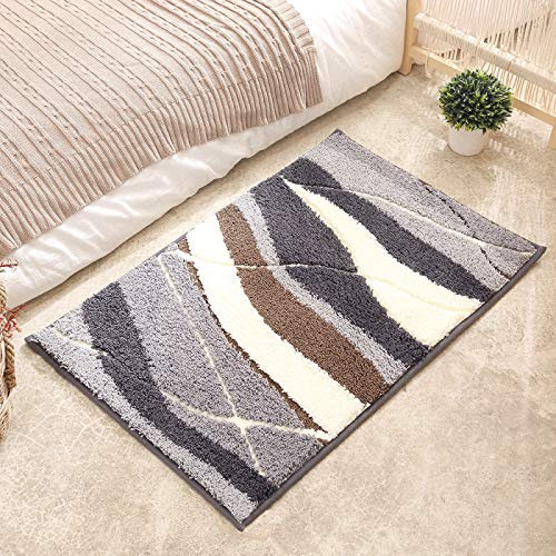 ZZDXL Badezimmerteppich Grau Braun Duschvorleger rutschfest Badematte Saugfähig Badvorleger Gross Badteppich Mikrofaser Badteppiche Maschinenwaschbar40×60cm