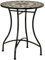 Outsunny Kleiner Metall- und Keramik-Gartenbeistelltisch, Mosaik-Tisch für Terrasse oder Balkon, Ф60x71cm, Grau Beige Weiß