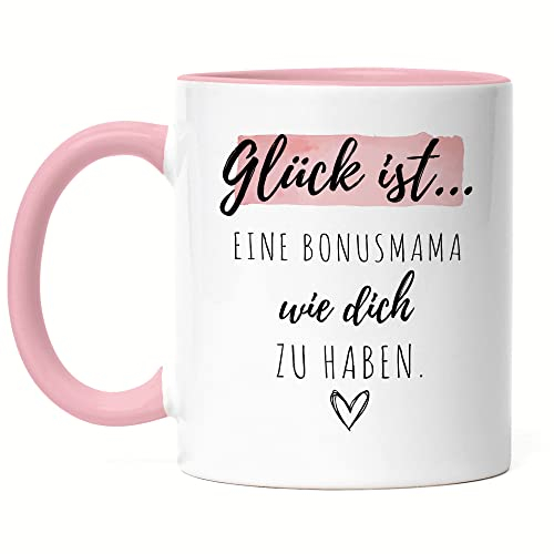 Hey!Print Glück Ist Eine Bonus-Mama Wie Dich Zu Haben Tasse Rosa Muttertag Geschenk Danke Sagen Beste Stiefmutter