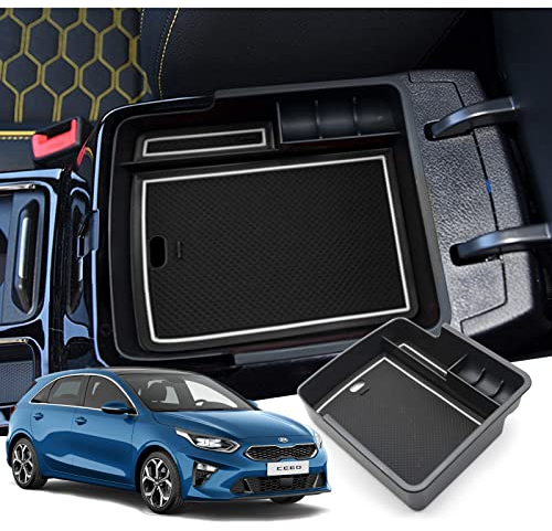 GAFAT 2018-2023 2024 Ki-a Ceed SW GT Proceed GT/XCeed GT Caja de Almacenamiento para Consola Central, Reposabrazos Organizador, Bandeja para Guantera, Compatible con Kia Ceed Accesorios (Blanco)