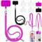 Aulese 2 Stück Handykette Universal, Unisex Einstellbares Handyband zum Umhängen, Handyschnur Schlüsselband mit 4 Pad Kompatibel mit Alle Smartphone, Handyhülle Kette Lanyard (Schwarz + Violett)