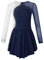 MSemis Kinder Mädchen Eiskunstlauf-Kleid Langarm Ballettkleid Ballett Trikot Gymnastikanzug mit Glitzer Strass Turnbody Wettbewerb Kostüm Gr. 104-164 F Marineblau 164