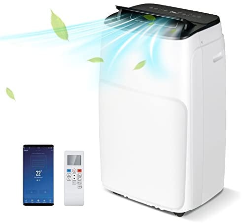 TANGZON 5-in-1 Portable Air Conditioner 12000 BTU, Mobile Cooler, Heater, Dehumidifier, 2 Speeds Fan with WiFi Smart APP, Sleep Mode, Remote Control, 24H Timer & Digital Display