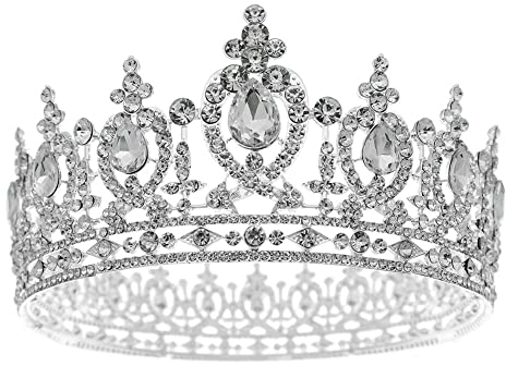 Katutude Barock-Krone, Tiara Kristallkrone, Queen Tiara Krone, Damen Gothic Haarschmuck Vintage Runde Krone für Königin Kostüm Hochzeit Abschlussball Geburtstag Festzug Haarband