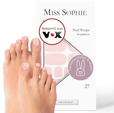 Original Miss Sophie Pedi Wraps I Make Me Blush Pedicure I 27 ultra-dünne Nagellack-Streifen I Für Fußnägel I Hält auf Natur- sowie lackierten, Acryl-, Gel- & Shellac-Nägeln