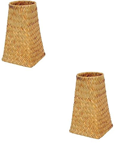 ABOOFAN Vase Tressé 2 Pièces Vase À Fleur Vintage Vase De Sol en Verre Vases en Verre Clair Panier Tissé D'Algues en Bambou Vases Décoratifs Tissés en Haute Paille Vase De Bureau Vase À