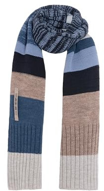 KNIT FACTORY - Dali Schal - Strickschal für Damen und Herren - Bequemer Schal mit Wolle - Hochwertige Qualität - Mehrfarbig - Blau - 200x50 cm