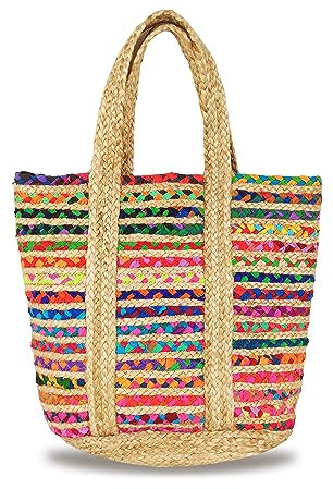Banzaii borsa donna estiva colorata, borsa mare in paglia intrecciata, interamente realizzata a mano Pag