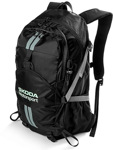 Skoda 000087327S Rucksack Backpack, mit Motorsport Schriftzug, schwarz
