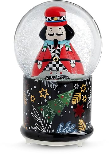 Boule de neige de Noël Egan avec cadenas et musique. Avec symbole casse-noisettes mesure 10 x 12 cm. Référence : 120049