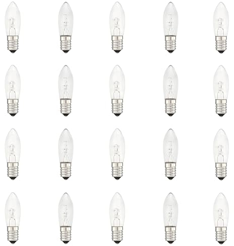 GutReise 20 Stück AC E10 23V 2700K 3W Ersatzbirnen Glühbirnen Topkerze Für Schwippbögen,Lichtbögen und Lichterketten (23V)