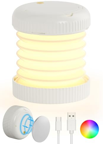 Quntis LED Campinglampe mit RGB Farbwechsel, Magnetische, Wasserdicht, Superhell, Tragbar, Batteriebetrieben, 4 Lichtmodi, Stufenloses Dimmen, für Zelt, Wandern, Camping, Notfall
