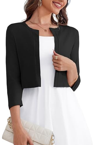 OmicGot Cropped Cardigan Sweater Bolero Black Shrugs for Women Dresses