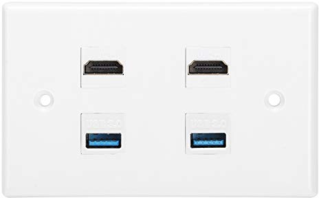 ANKROYU 2 Female Buckle Mount Wall Outlet, HDMI Female to Female Buckle 2usb Buckle Wall Plate Panel, USB Charger Wall Plates for Home Hotel