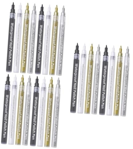 Beavorty 24pcs Diy Nail Art Kit Nail Polish Pens Art Liner Brushes Corrector Pen Graffiti Supplies