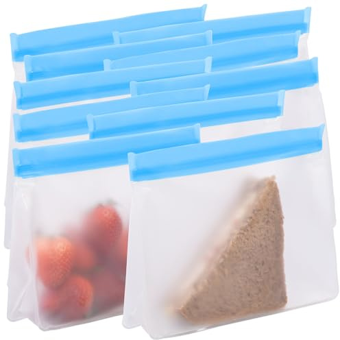 Rosenstein & Söhne stehender Zip-Beutel: 10er-Set Wiederverwendbare Lebensmittel-Beutel, stehender Boden, 1,5 l (Gefrierbeutel mit Zippverschluss, Zipper-Bag, Lunchbox)
