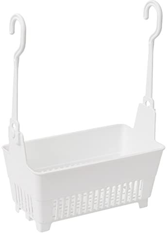 MULAIDI Cesta de almacenamiento con gancho para colgar, organizador de suministros de ducha para el hogar, cocina, baño, inodoro, multifuncional, cesta de almacenamiento colgante de plástico