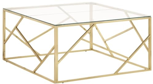 vidaXL Table Basse doré Acier Inoxydable et Verre trempé