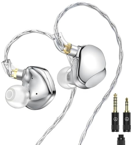 FEDAI TRN VX Pro - Auriculares intraurales, 9 controladores híbridos, con cable desmontable de 2 pines, monitor DJ HiFi para música Aficionado (sin micrófono (plateado)