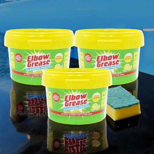 3 x 350g Elbow Grease Cleaning Paste All Purpose Degreaser Cleaner Lemon- Ideal for use in the kitchen, bathroom and outdoor use With Sponge(1050g)