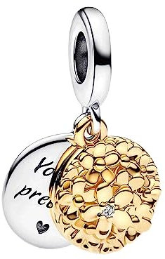 Wedanor Donna Ciondolo- Due colori Daisy Argento 925 Colgantes con Zirconia cubica per Charm Bracciale