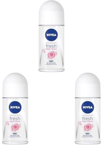 NIVEA Rose Touch 48 H Antitranspirant im Kugel für Damen 50 ml (Packung mit 3)