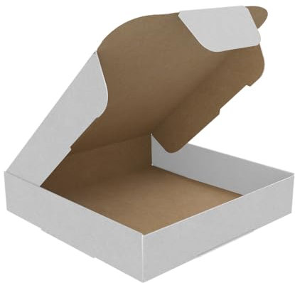 AKAR White Mini C7/A7 Large Letter Size Box, 101x101x20mm - Sturdy Corrugated Cardboard Postal for Shipping, Mailing, and Packing - Compact C7 PIP for Small Items (50)