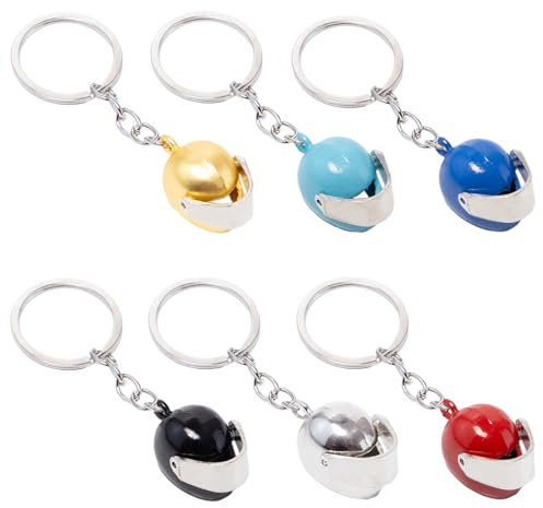 Keboyoe 6 Pièces Porte-clés de Casque de Moto Porte Clef Moto Porte Clef Casque Porte Clé Casque Moto Porte-clés Casque de Moto Pendentif pour Cadeaux d'anniversaire et de Vacances(6 Couleurs)