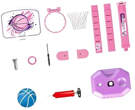 F Fityle Panier de Basket pour Enfants, paniers de Basket Portables, Cadeaux d'anniversaire, Jouets de 'intérieur et d'extérieur, Jouets de Jeu, Rose