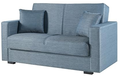 Arredo Stock Divano letto con cassettone 2 posti grigio-blu Afrodite, 155x80x87