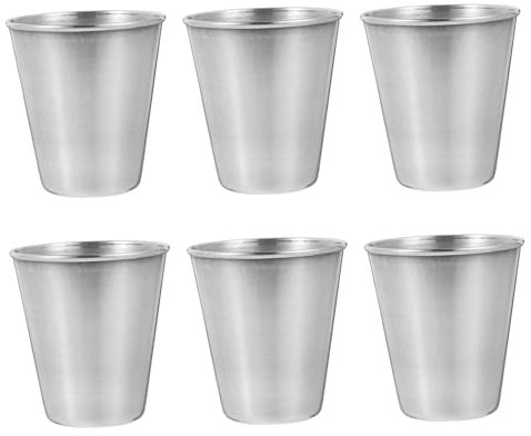 GREENADSCAPE 6St Weinglas aus Edelstahl Iced Latte Tasse Schnapsgläser Glaswaren isolierter Weinbecher whiskey glasses wiskygläser rostfreie Weinbecher Schnapsglas Rostfreier Stahl Silver