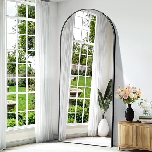 Weare Home Bogen Ganzkörperspiegel, 179 x 65 cm Gewölbter Standspiegel, Schwarzer Metallrahmen Boden Länge Spiegel, Stehend, Wand montiert, lehnend, Bodenspiegel für Schlafzimmer, Wohnzimmer