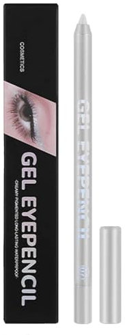 Glitzer Eyeliner Stift, Silber Perlglanz Eyeliner wasserfest, Metallic Glitter Cremiger Kajalstift, Wischfeste Eyelinerstift, Langanhaltender, Shimmer, Leicht Aufzutragen, Präziser Strich(07 Silber)