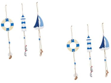 Amosfun 2 Set Ciondolo Barca A Vela Faro Ancora Ornamentale Pianta Pensile Nautico Boa Wall Decor Home Decor Ciondolo Domestico Ornamento Di Stile Fresco Corda Di Pezzi * 2