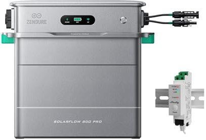 Zendure SF800 Pro, Centrale Électrique de Balcon avec Entrée 2640W, Charge1000W, Sortie 800W, Système de Gestion Énergétique IA, 11,52kWh Capacité Extensible (SolarFlow 800 Pro + Shelly Pro 3EM)