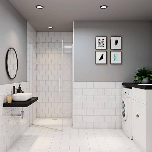 Porte de douche blanc 90x185cm Porte de douche pivotante en verre trempé anticalcaire