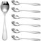 6 Stück Göffel Sporks Edelstahl Lang Salatlöffel Salatgabel Suppenlöf Nudellöffel Multifunktion Löffel Und Gabel Campingbesteck für Dessert Eis Salat Suppe Nudeln Spaghetti Spülmaschinenfest