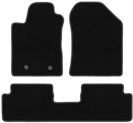 Velours-Fußmatten passend für Toyota Corolla Verso II 2004-2009, Schwarz | passend für Minivan; dünner Velours-Teppich (Polypropylen), ca. 4 mm; rutschfest, runde Befestigungen (Typ AV)