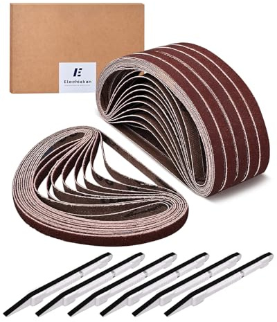 Elechiakan 66 Stück Detail-Handschleifer Set, 7 x 320mm, Körnung 80-600 | Mini-Finger-Schleifer und sechs Schleifband-Körnungen für Modellbau, Holzarbeiten, DIY-Projekte und enge Stellen.