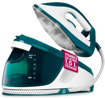 Wintem - Ferro da Stiro con Caldaia 2200W ECO a Risparmio Energetico con Serbatoio Estraibile 1,5L, Stiratura Verticale e Piastra in Ceramica Antiaderente per Ogni Tessuto