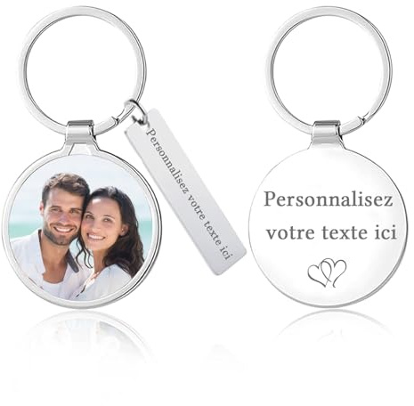 Porte-clés personnalisés, porte-clés avec photos personnalisables, cadeaux parfaits pour les parents, les amoureux et les amis (porte-clés rond)