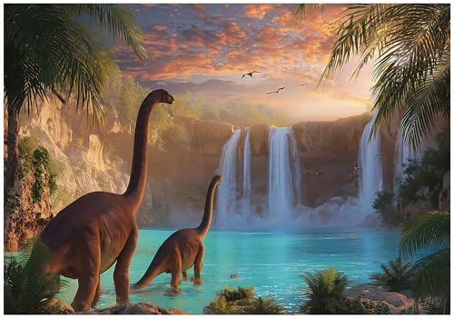 WallArena - Papier peint panoramique intissé für Mädchen und Jungen dinosaure 200x140 cm - Papier peint photo non tissé - Pour salon et chambre à coucher - Effet 3D - Nature, animaux, paysage, cascade