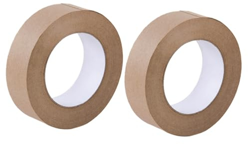 TOPBATHY 2 rouleaux Ruban Kraft Gommé Étanche Ruban Emballage Collant et Résistant à Eau Scellage Renforcé pour Colis Écriture Facile Découpage Simple et Usage Quotidien